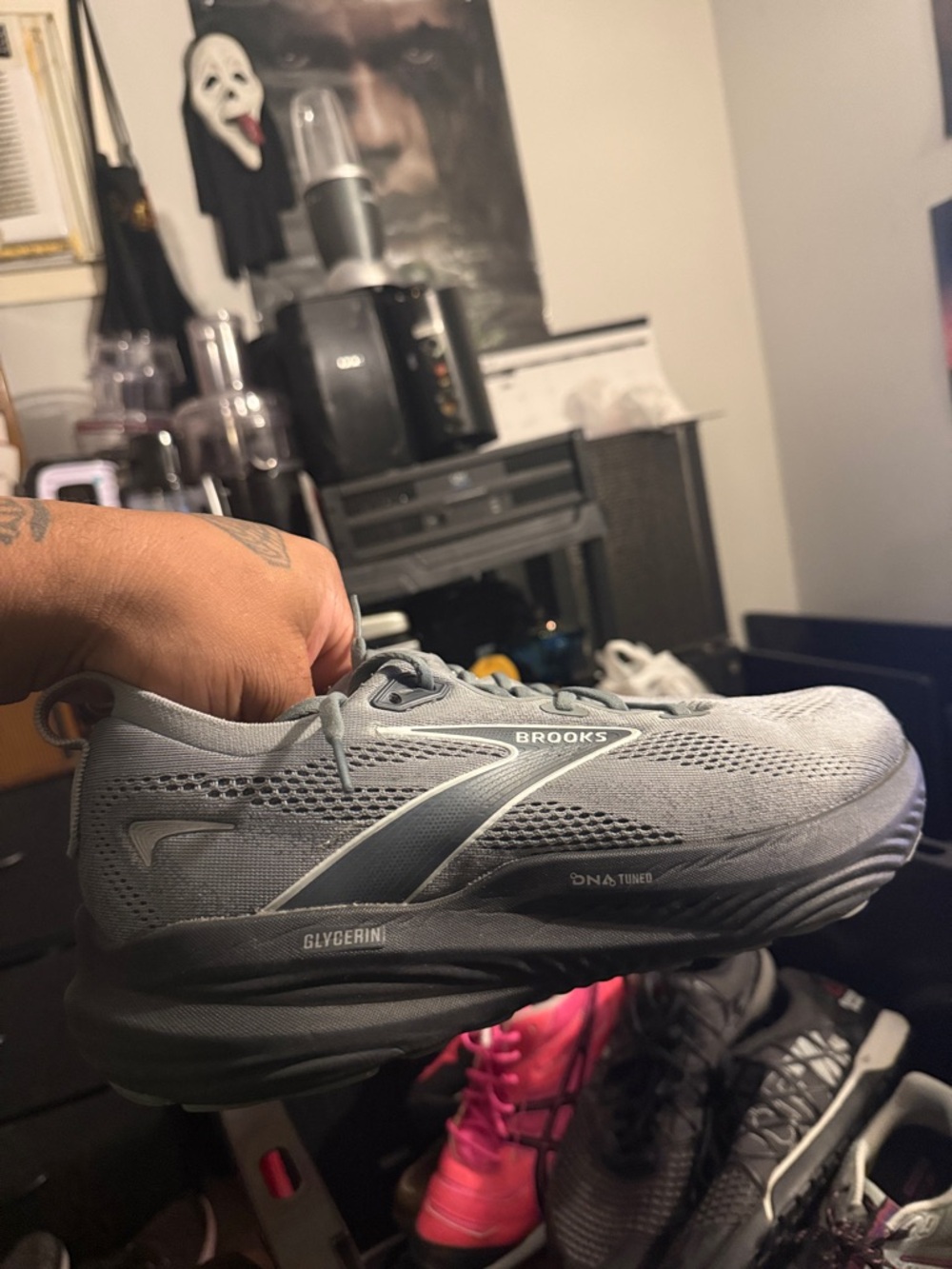 Brooks Glycerin 22 Mens Primer Gray/Ebony/Bluewash, Size 11 2E WIDE